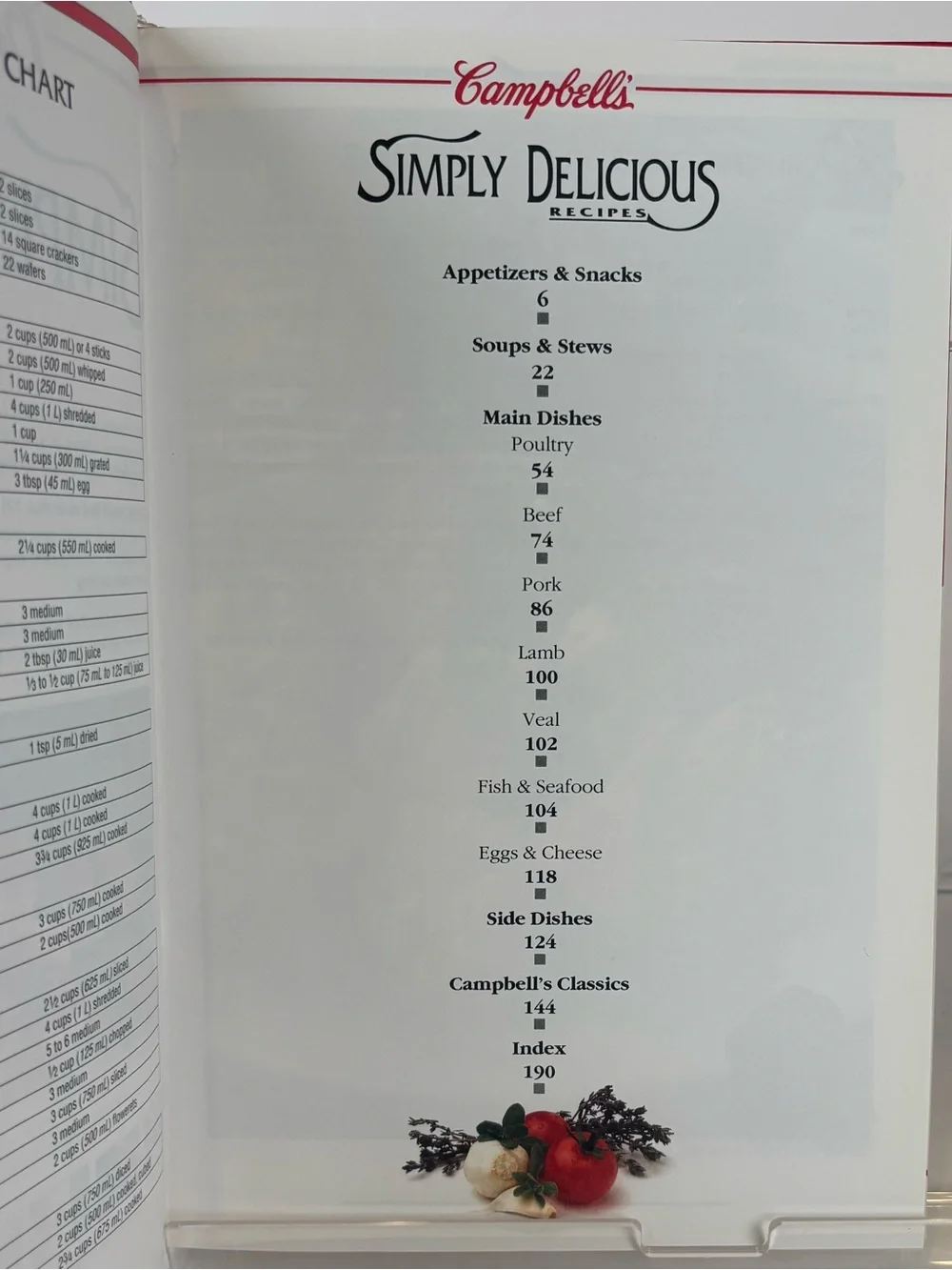 Vintage 1992 hardcover edition of Campbell's Simply Delicious Recipes.